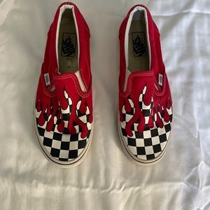 Red flame slip on vans!